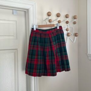 Pendleton - Vintage 100% Wool Plaid Mini Skirt - Green/Red - 10